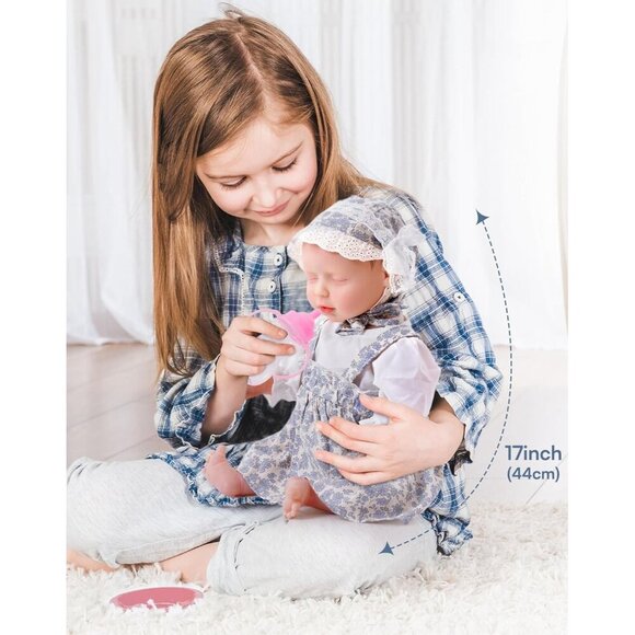 🆕 17-Inch Soft Cloth Body Realistic Reborn Baby Girls Doll - Picture 2 of 3